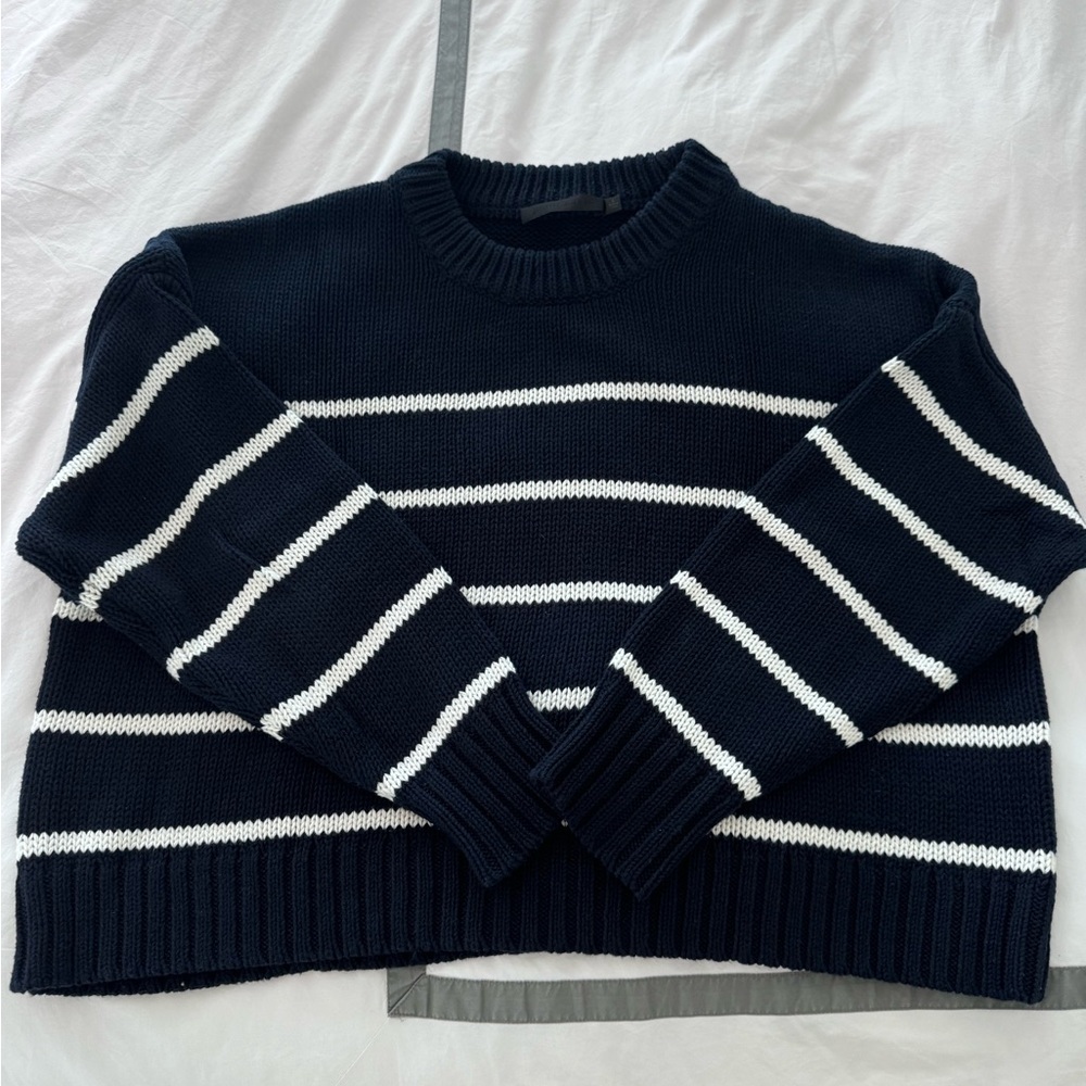 Jenni Kayne Chloe Sweater - Navy w/ white stripes L